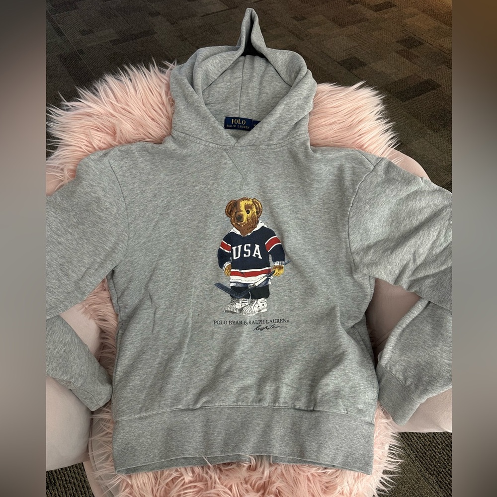Polo Ralph lauren grey polo bear hoodie